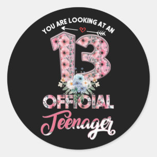 Sticker Rond Vous Regardez Un 13 Officiel Adolescent Floral