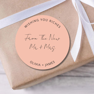 Sticker Rond Vous souhaitant Richesse du nouveau sac de mariage