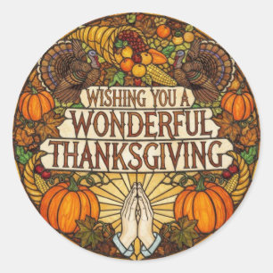 STICKER ROND VOUS SOUHAITANT UN MERVEILLEUX THANKSGIVING