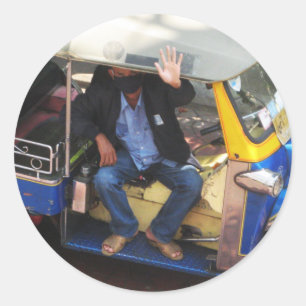 Sticker Rond Vous voulez TAXI TUK-TUK ?