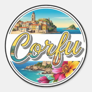 Sticker Rond Voyage à Corfou en Grèce