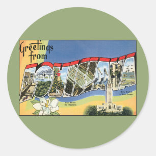 Sticker Rond Voyage à l'ancienne, Salutations de la côte du Gol