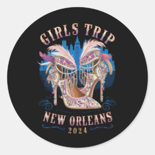 Sticker Rond Voyage de filles Nouvelle-Orléans 2024 Mardi Gras 
