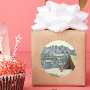 Sticker Rond Voyage de pêche en Alaska