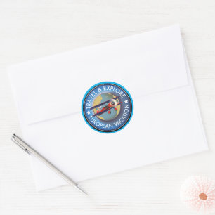 Sticker Rond Voyage & Découvrez les vacances européennes