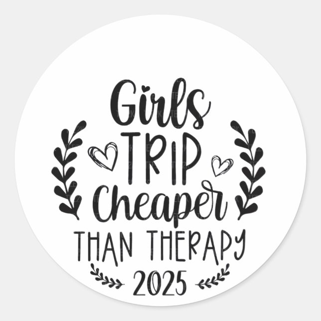 Sticker Rond Voyage des filles moins cher que la thérapie 2025 (Devant)