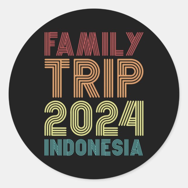 Sticker Rond Voyage en famille 2024 Indonésie vacances (Devant)
