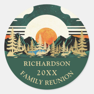 Sticker Rond Voyage en plein air en famille verte personnalisée
