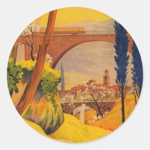Sticker Rond Voyage ferroviaire vintage