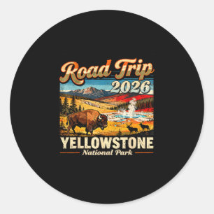 Sticker Rond Voyage sur la route 2026 parc national de yellowst