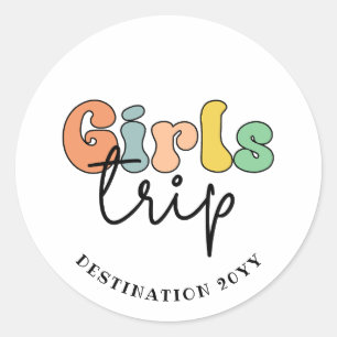 Sticker Rond Voyage sur mesure pour filles   Vacances week-end 