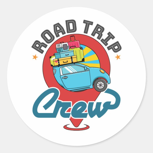 Sticker Rond Voyage sur route Famille Vacances Filles Voyage (Devant)