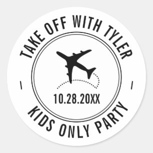 Sticker Rond Voyage Thème Partie Personnalisée Avion
