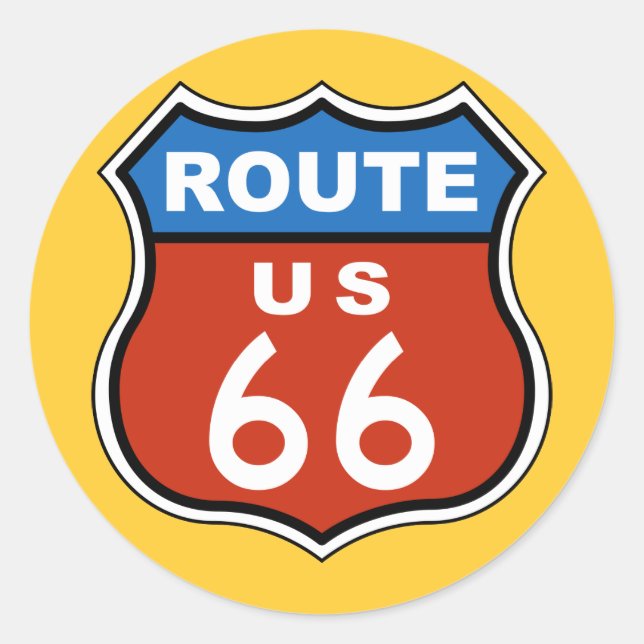Sticker Rond Voyage US 66 (Devant)
