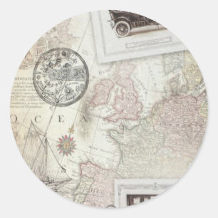 Sticker Rond Voyage vintage