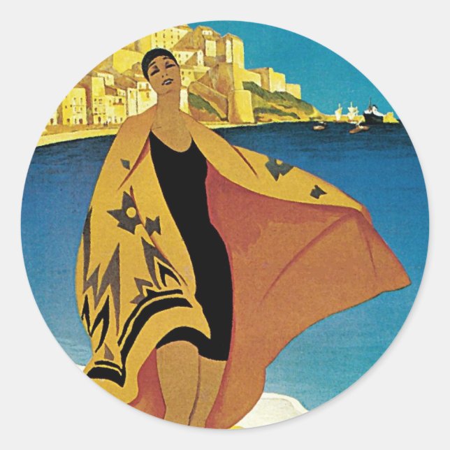 Sticker Rond Voyage vintage (Devant)