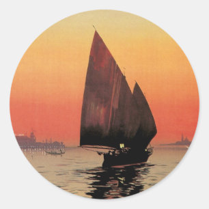 Sticker Rond Voyage Vintage, Bateaux au Excelsior Palace Venise