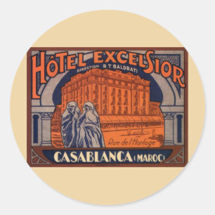 Sticker Rond Voyage Vintage, Casablanca au Maroc, Afrique