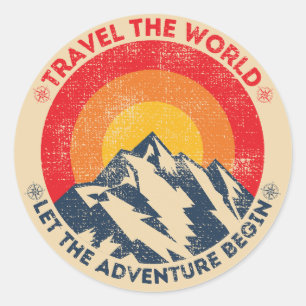 Sticker Rond voyager dans le monde laisser l'aventure commencer