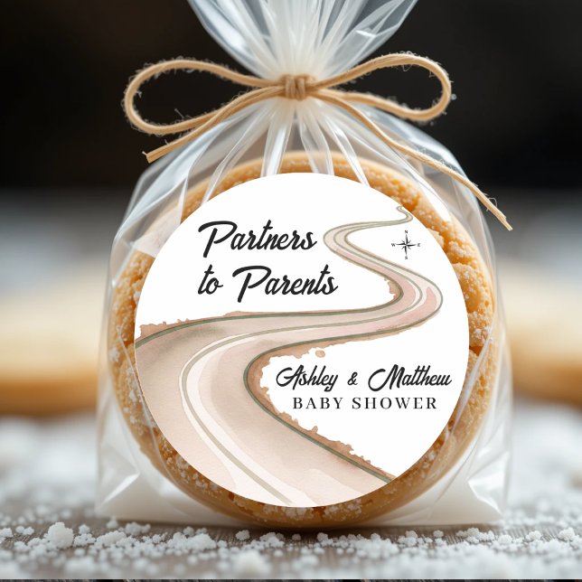 Sticker Rond Voyager de Partenaires au Baby shower Parents (Traveling from Partners to Parents Baby Shower Classic Round Sticker
)