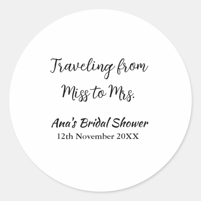 Sticker Rond Voyager douche nuptiale ajouter nom date de manque (Devant)