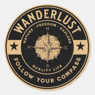 Sticker Rond Voyager Voyage d'amour carte élégante Exploration