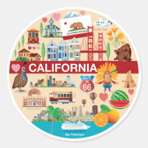 Sticker Rond Voyages en Californie