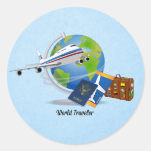 Sticker Rond Voyageur mondial
