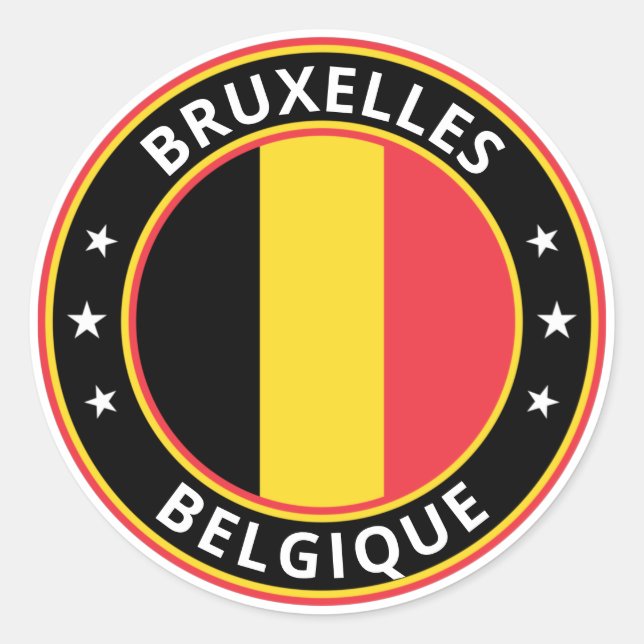 Sticker Rond Voyageur mondial - Bruxelles, Belgique | Belgique (Devant)
