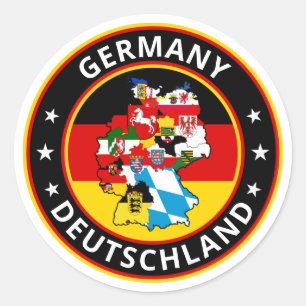 Sticker Rond Voyageur mondial - Deutschland   Allemagne (Modifi