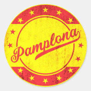 Sticker Rond Voyageur mondial - Pampelune, Espagne