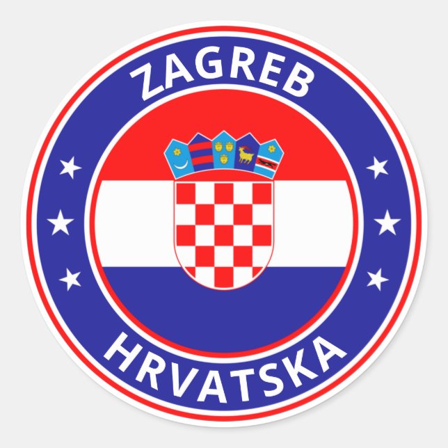 Sticker Rond Voyageur mondial - Zagreb, Hrvatska | Croatie (Devant)