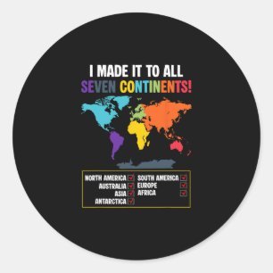 Sticker Rond Voyageur Sept Continents Club Carte Mondiale Va