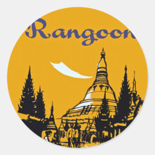 Sticker Rond Voyagez en jet votre chemin vers Rangoon