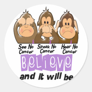 Sticker Rond Voyez que parler n'entendez aucun Cancer 1