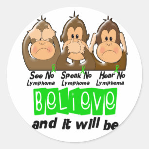 Sticker Rond Voyez que parler n'entendez aucun lymphome 3 de