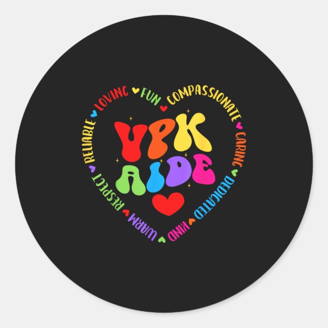 Sticker Rond Vpk Aide First Day Of Back To School Appreciation  (Devant)