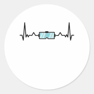 Sticker Rond VR Cadeau réalité virtuelle Gamer Heartbeat