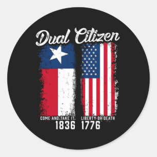 Sticker Rond Vrai Texan Double Citoyen Aimer Texas Et Amérique