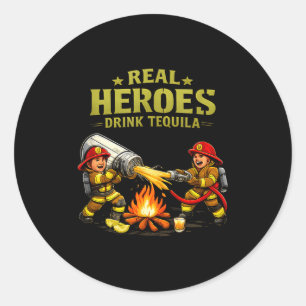 Sticker Rond Vrais héros boivent de la téquila bande de fêtards