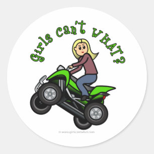 Sticker Rond VTT Blonde Woman  Pilote à quatre roues