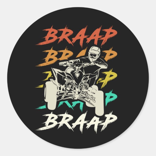 Sticker Rond VTT Brap Quad Extreme Sports Offroad Cadeau (Devant)