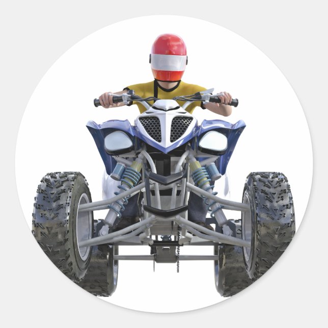 Sticker Rond VTT Quad Bike Passez une Roue à l'avant (Devant)
