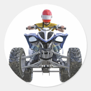 Sticker Rond VTT Quad Bike Passez une Roue à l'avant