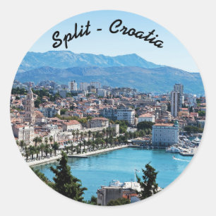 Sticker Rond Vue aérienne du front de mer de la ville de Split,