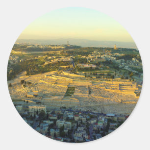 Sticker Rond Vue aérienne du Mont des Oliviers Jérésalem Isr
