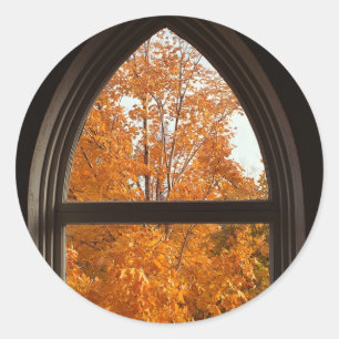 Sticker Rond Vue de feuillage d'automne
