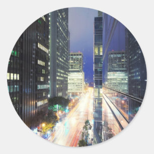 Sticker Rond Vue des bâtiments financiers de Centre Technique