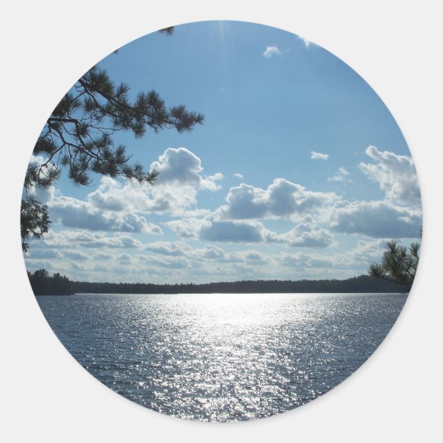 Sticker Rond Vue sur le lac (Devant)