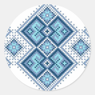 Sticker Rond Vyshyvanka ukrainien de bleu de broderie